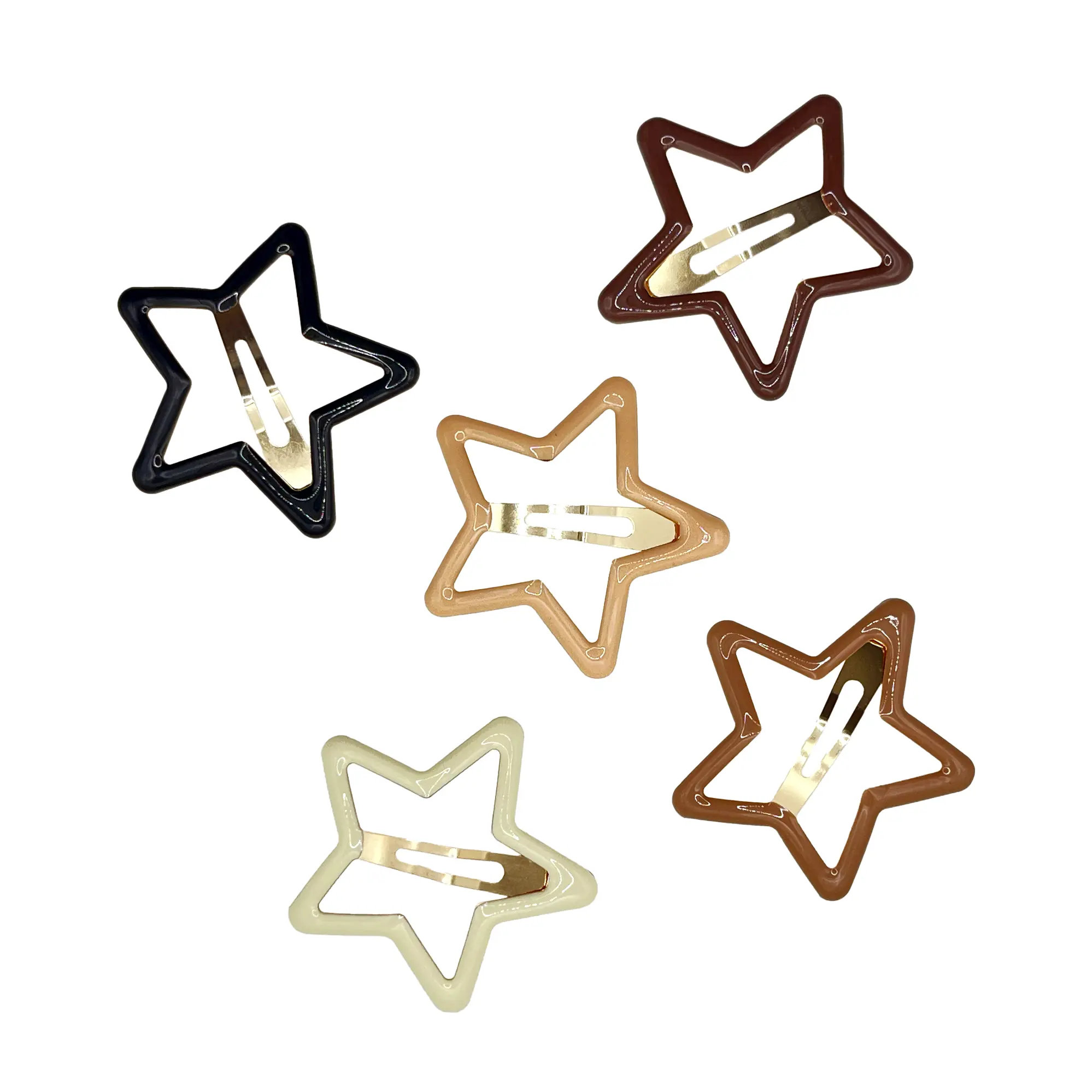 گیره تق تقی دوتایی طرح استار با طراحی ستارهای و رنگهای متنوع، سبک و مقاوم مناسب استایل روزانه دخترانه