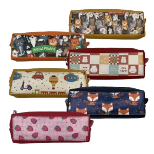 مجموعه جامدادی دانشجویی دخترانه چرم مصنوعی تک زیپ، شامل مدل‌های فانتزی و کیوت بزرگ دخترانه