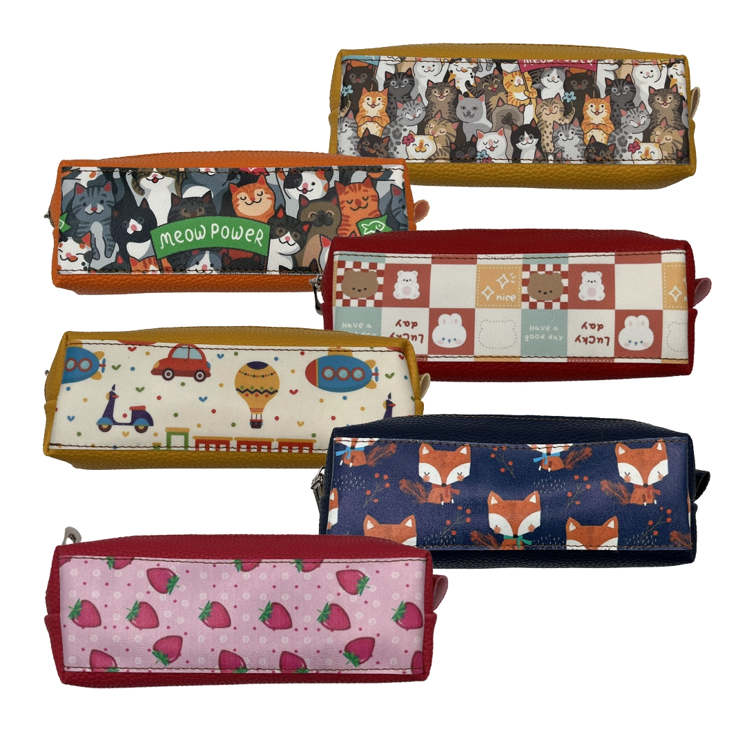 مجموعه جامدادی دانشجویی دخترانه چرم مصنوعی تک زیپ، شامل مدلهای فانتزی و کیوت بزرگ دخترانه