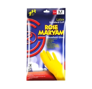 دستکش آشپزخانه رز مریم سایز مدیوم با ساق کوتاه و جنس لاتکس طبیعی