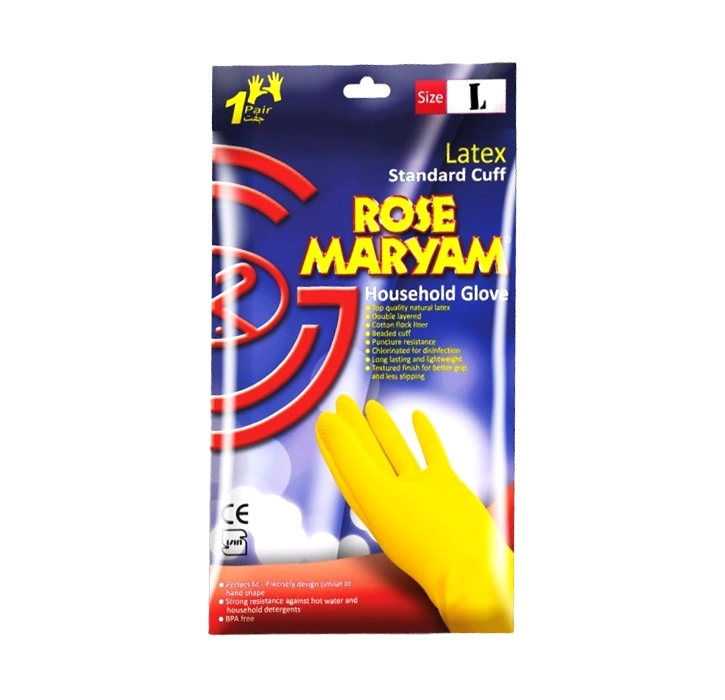 دستکش آشپزخانه رز مریم سایز لارج با ساق کوتاه و جنس لاتکس طبیعی