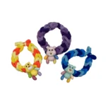 کش مو تکی طرح خرس خوشحال با پیکسل خرسی خندان، رنگبندی شاد و بند نرم و کشسان، مناسب استایل دخترانه