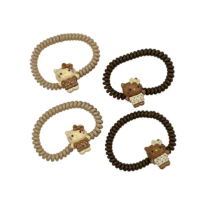 کش سیم تلفنی دوتایی طرح گربه کوچولو، فانتزی و مقاوم برای موهای دخترانه