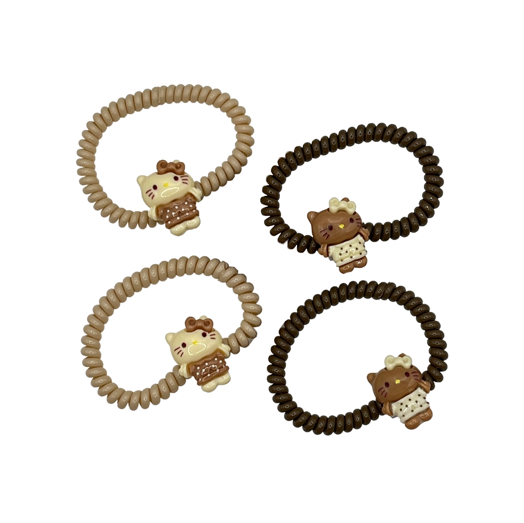 کش سیم تلفنی دوتایی طرح گربه کوچولو، فانتزی و مقاوم برای موهای دخترانه