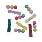 گیره ست دوتایی دخترانه پاپیون توپکی با پیکسلهای رنگی، مناسب موهای کوتاه و بلند