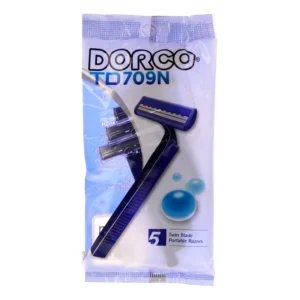 خودتراش دورکو مدل دوتیغ بسته ۵ عددی با تیغه‌های استیل ضدزنگ و دسته ارگونومیک، اصلاحی نرم، دقیق و بدون حساسیت