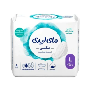 نوار بهداشتی مای لیدی مدل مکسی سایز L با جذب خیلی زیاد و لایه نرم ضد حساسیت مناسب پوست حساس