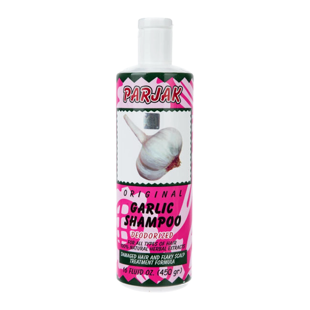 شامپو سیر پرژک ۴۵۰ میلیلیتر با عصاره طبیعی سیر و ویتامینهای A، B، C و E، ضد ریزش، تقویتکننده و مرطوبکننده مو، مناسب موهای خشک و آسیبدیده