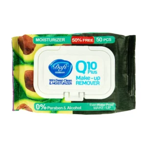 دستمال مرطوب دافی مدل Moisturizer حاوی Q10 و عصاره آووکادو، پاک‌کننده آرایش ضد آب و آبرسان پوست