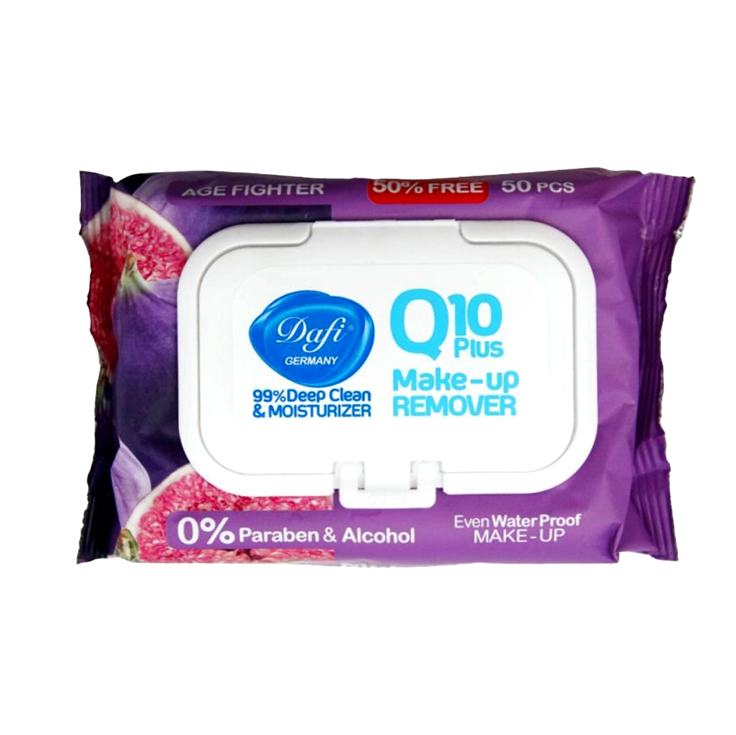دستمال مرطوب دافی مدل Age Fighter حاوی Q10 و عصاره انجیر، پاککننده آرایش ضد آب و ضد پیری