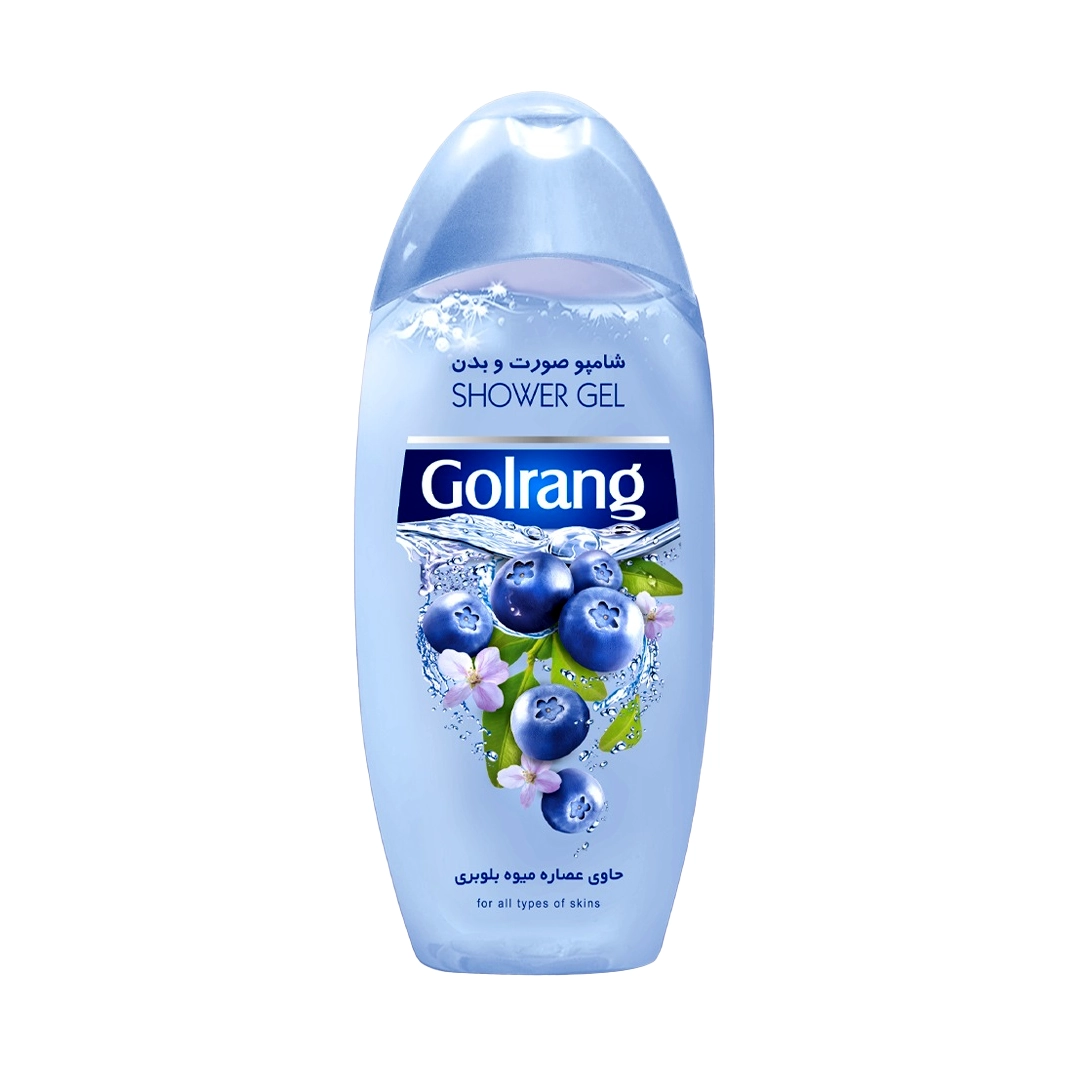 شامپو صورت و بدن بلوبری گلرنگ ۴۰۰ گرم با عصاره بلوبری و رایحه میوهای، مناسب انواع پوست