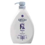 شامپو بدن درمومد مدل Relax رایحه زنبق و تالک ۱ لیتر، پاککننده ملایم و آبرسان برای پوست نرم و آرام